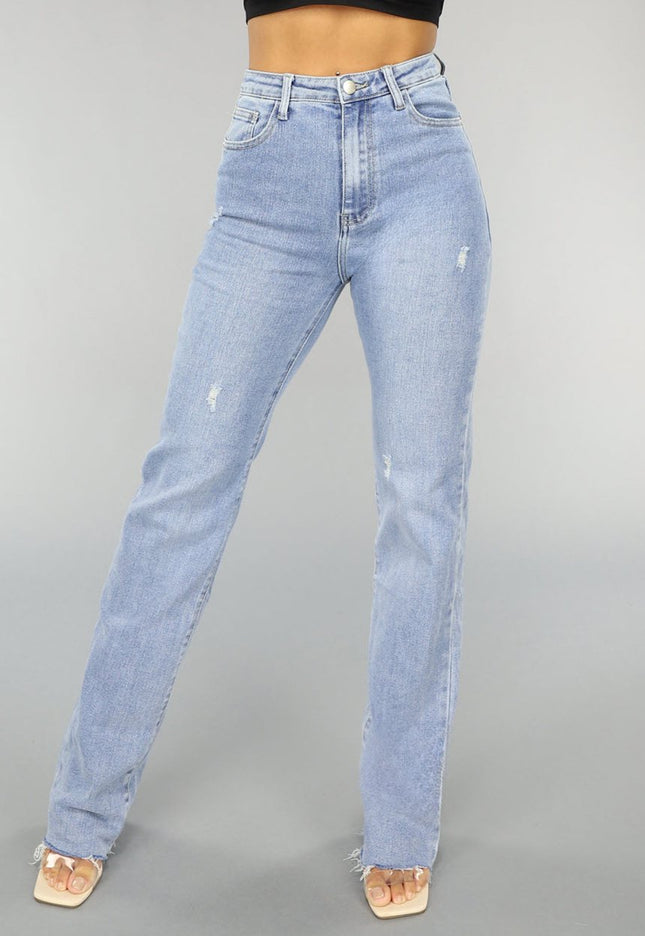 Redial Jeans Tall Lichtblauwe High Waist Stretch Jeans met Rechte Pijpen