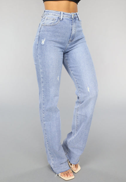Redial Jeans Tall Lichtblauwe High Waist Stretch Jeans met Rechte Pijpen