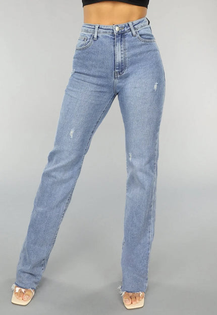 Redial Jeans Tall Lichtblauwe High Waist Stretch Jeans met Rechte Pijpen
