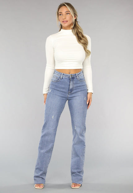 Redial Jeans Tall Lichtblauwe High Waist Stretch Jeans met Rechte Pijpen