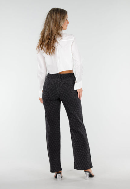 OP=OP.50.NL Zwarte Glitter Straight Stretch Jeans