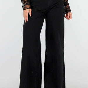 Redial Jeans Zwarte Stretch Jeans met Wijde Pijpen