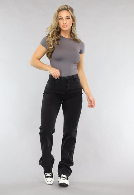 Redial Jeans Zwarte Lange Straight Leg Tall Jeans met Stretch