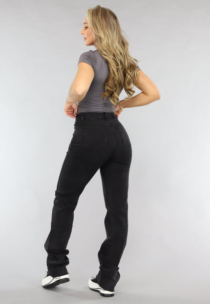 Redial Jeans Zwarte Lange Straight Leg Tall Jeans met Stretch