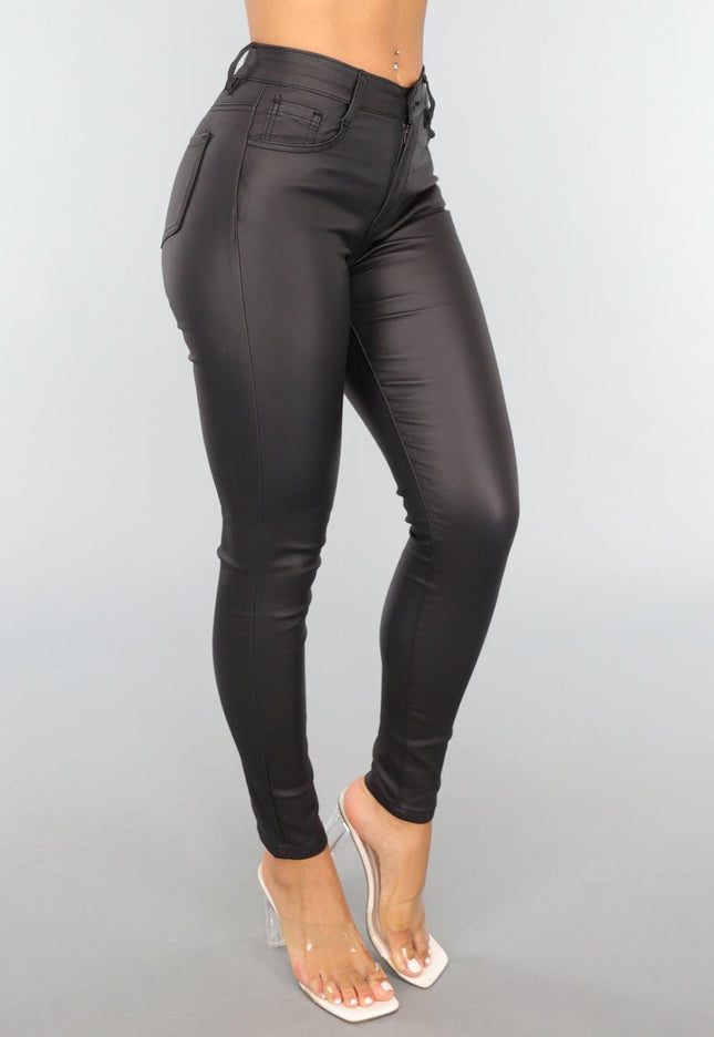 Redial Jeans Zwarte Lederlook Skinny Jeans
