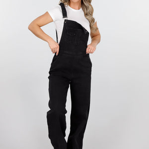 OP=OP.49.NL Zwarte Mouwloze Tuinbroek met Knoopsluiting