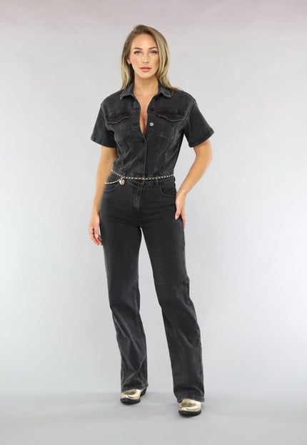 Redial Jeans Zwarte Straight Leg Jeans Jumpsuit