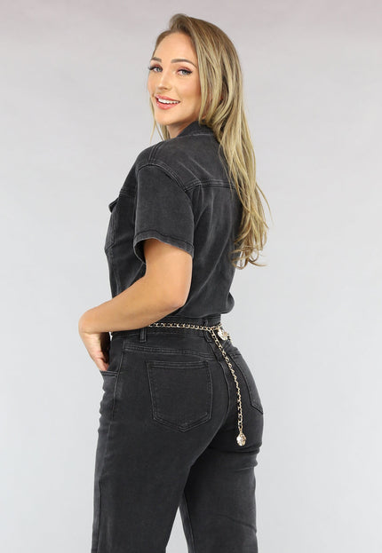 Redial Jeans Zwarte Straight Leg Jeans Jumpsuit