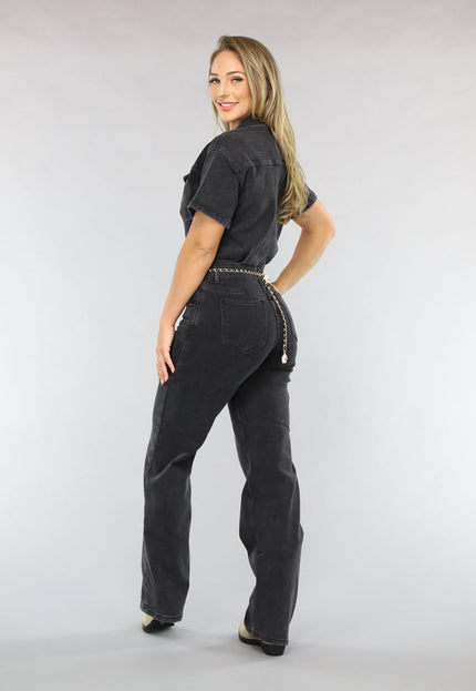 Redial Jeans Zwarte Straight Leg Jeans Jumpsuit