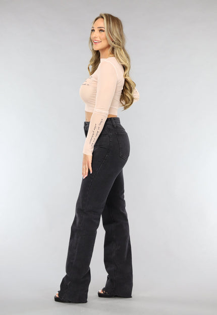 Redial Jeans Zwarte Tall Spijkerbroek met Rechte Pijpen