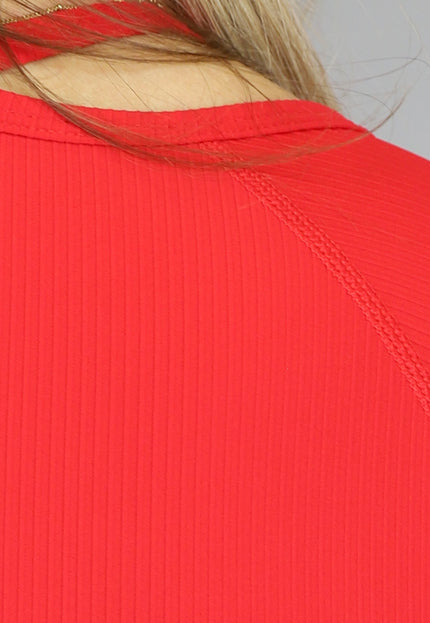 Rode Fijne Rib Sporttop