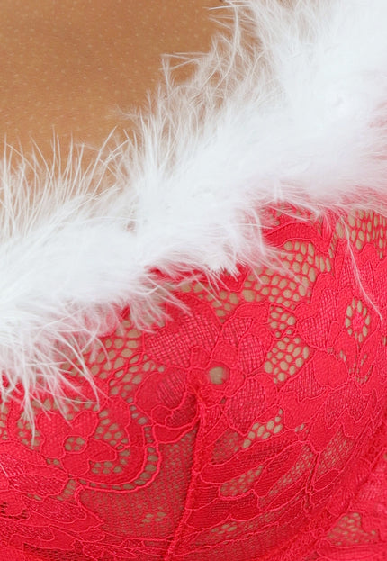 Rode Kanten Kerst Lingerie Bodysuit