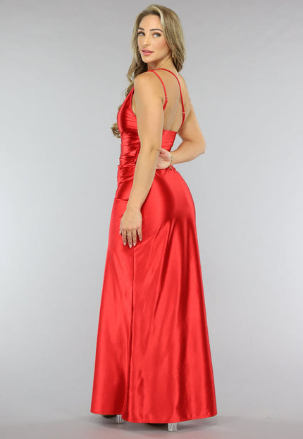 Rode Satijnen Avondjurk