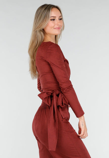 Rode Suede Wikkel Top
