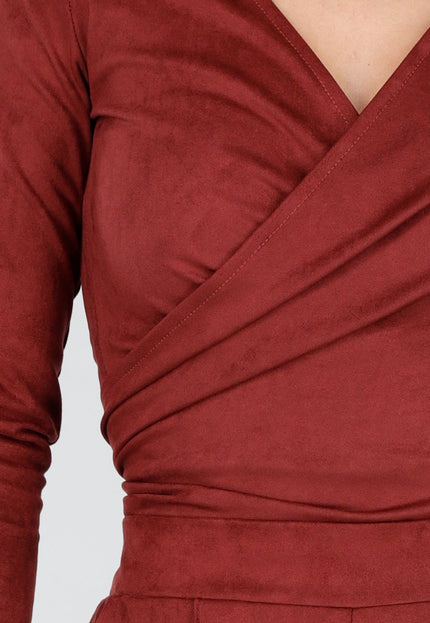 Rode Suede Wikkel Top