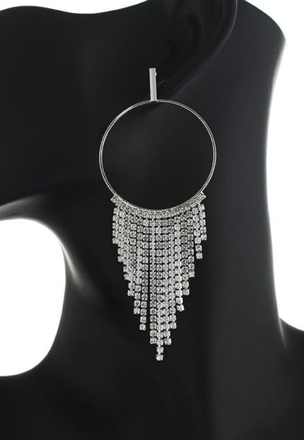 Ronde Zilveren Oorbellen met Strass Waterval