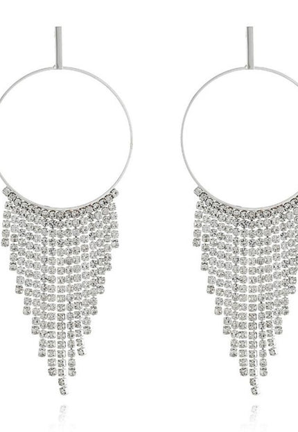 Ronde Zilveren Oorbellen met Strass Waterval