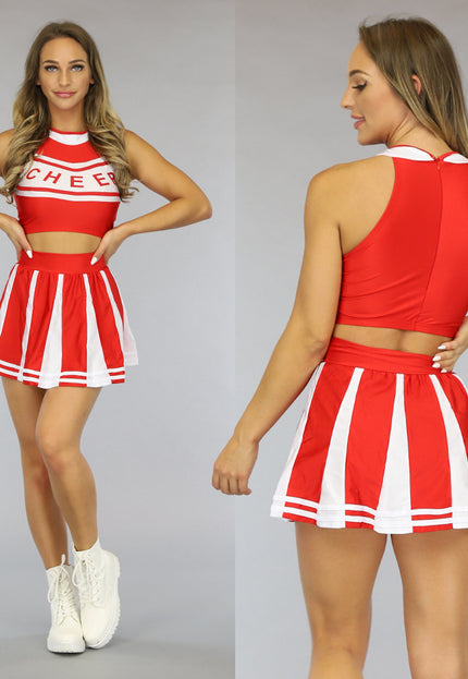 Rood Cheerleader Kostuum
