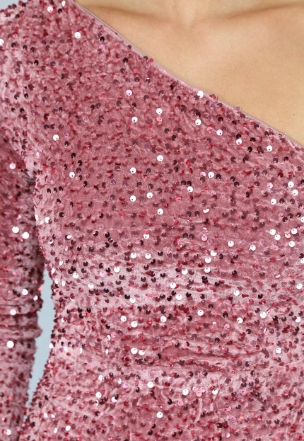 OP=OP.48.NL Roze Asymmetrische Jurk met Pailletten