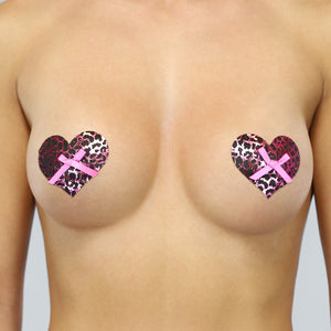 Roze Luipaard Heart Tepelbedekkers