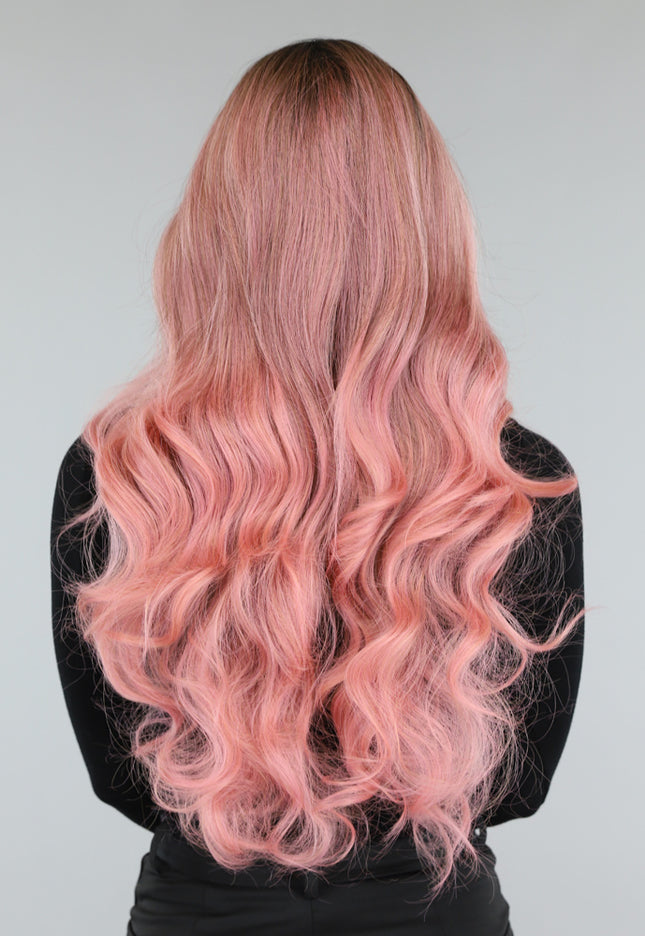 Roze Ombre Pruik met Uitgroei