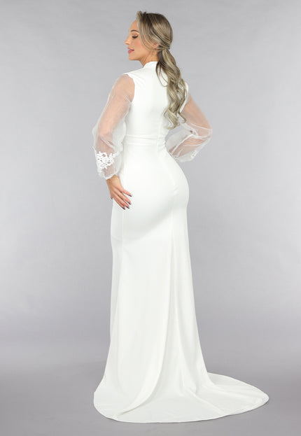 SALE30 Aansluitende Trouwjurk met Chiffon Mouwen