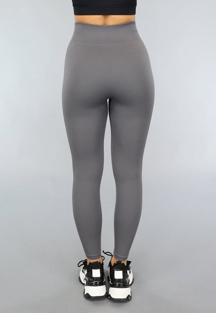 SALE30 Antraciet Ribstof Fitness Legging