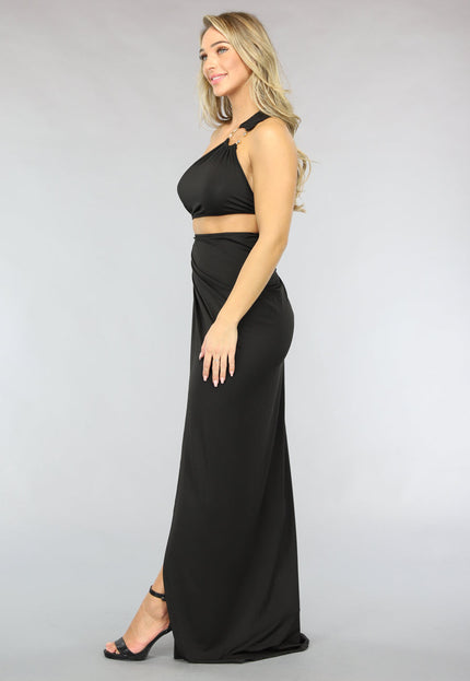SALE30 Asymmetrische Cut Out Jurk met Gouden Ringen