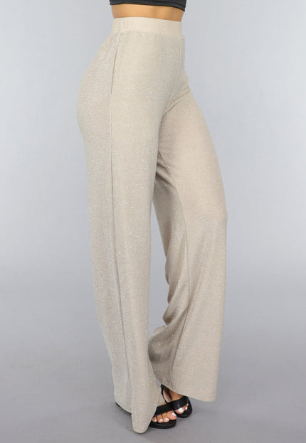 SALE30 Beige Elastische Glitter Broek