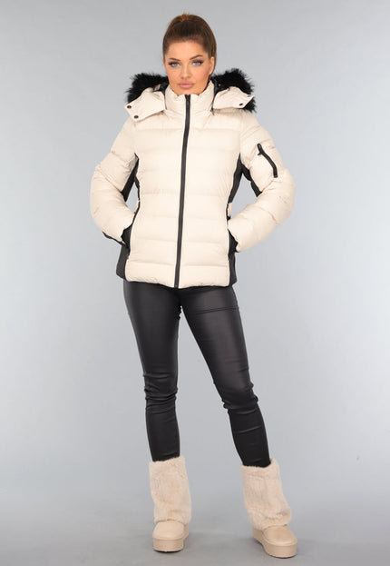 SALE30 Beige Faux Fur Laarzen met Plateau