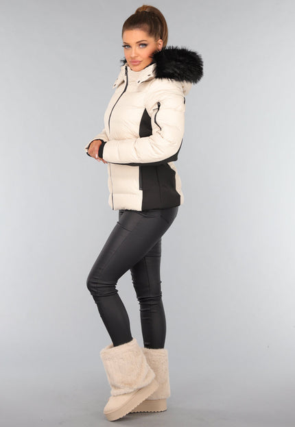 SALE30 Beige Faux Fur Laarzen met Plateau