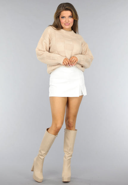 SALE30 Beige Geblokte Trui