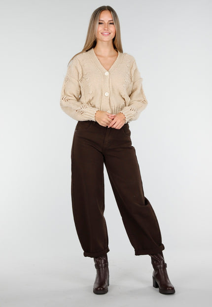 SALE30 Beige Gebreid Vest met Knoopsluiting