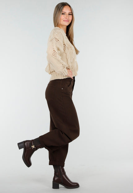 SALE30 Beige Gebreid Vest met Knoopsluiting