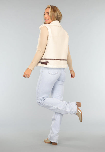SALE30 Beige Gilet met Teddy Voering
