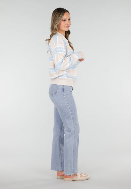 SALE30 Beige met Blauw Gestreepte Trui