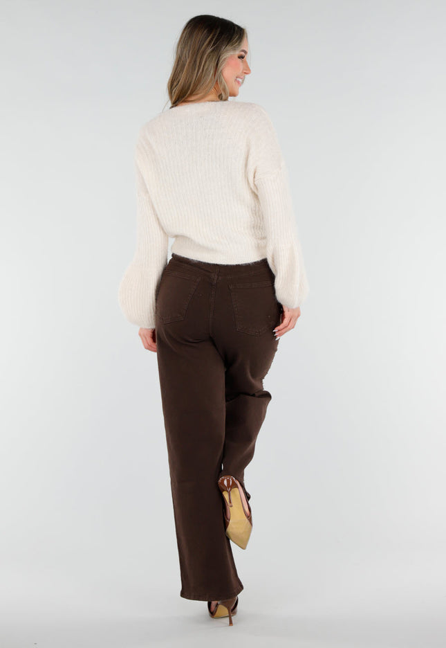 SALE30 Beige Overslag Vest met Strikdetail