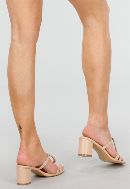 SALE30 Beige Sandalen met Gesp en Hak