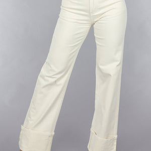 SALE30 Beige Straight Leg Jeans met Omgeslagen Pijpen