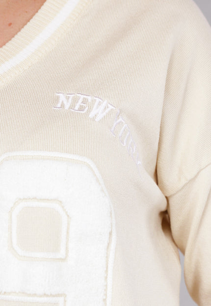 SALE30 Beige Zachte Matching Stretch Set met Teddy Borduursel