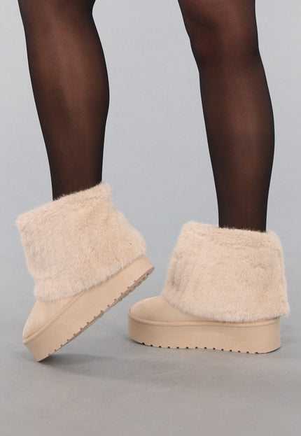 SALE30 Beige Zachte Overslag Laarsjes