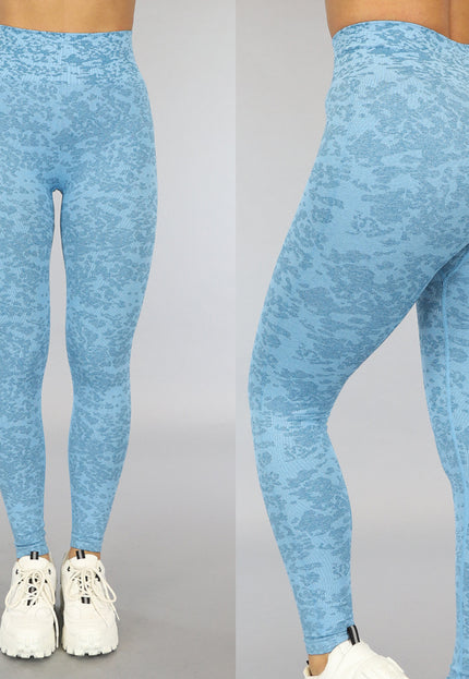 SALE30 Blauwe Gemêleerde Sportlegging