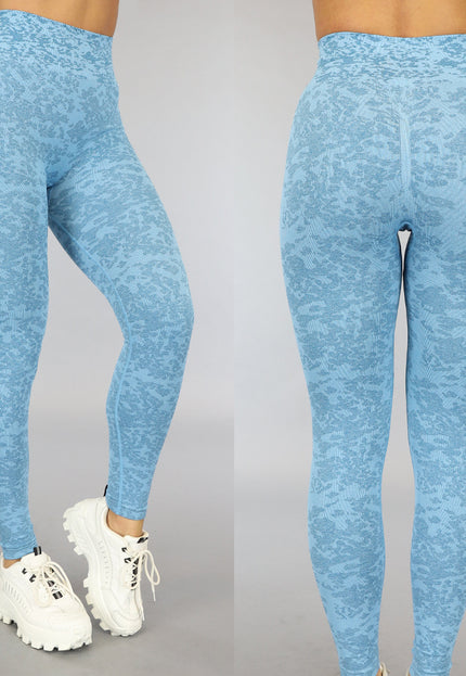 SALE30 Blauwe Gemêleerde Sportlegging