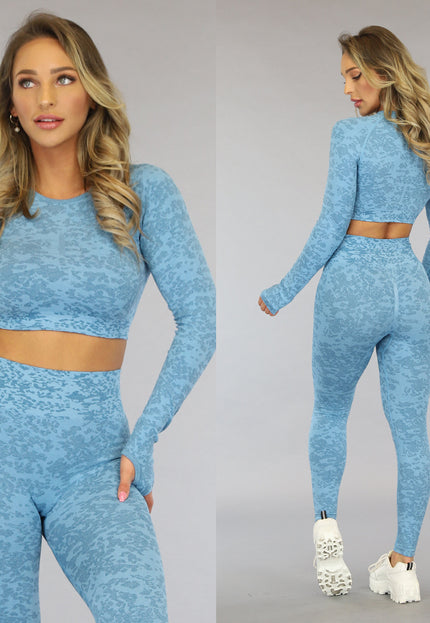 SALE30 Blauwe Gemêleerde Sporttop