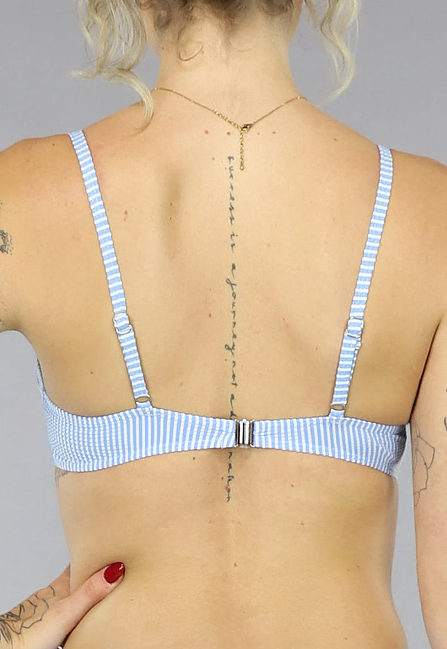 SALE30 Blauwe Gestreepte Padded Beugel Bikini Top