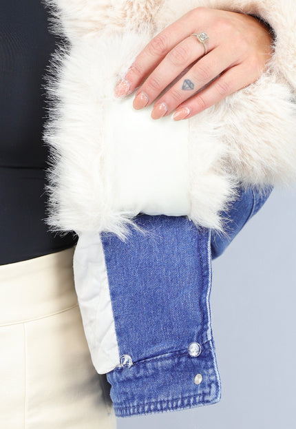 SALE30 Blauwe Spijkerjas met Bontkraag