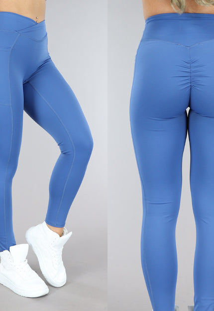 SALE30 Blauwe Sportlegging met Scrunch