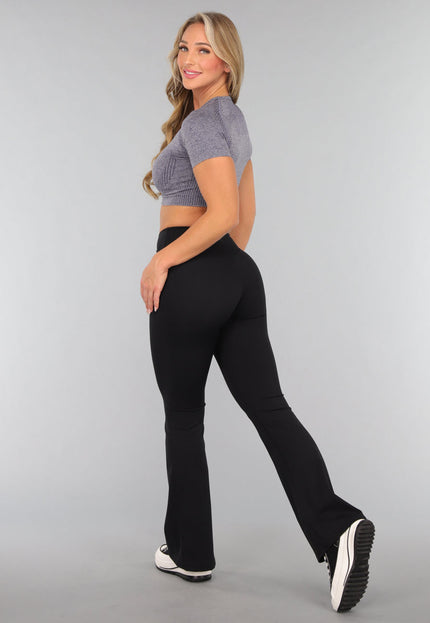 SALE30 Blauwe Sporttop met Korte Mouwen