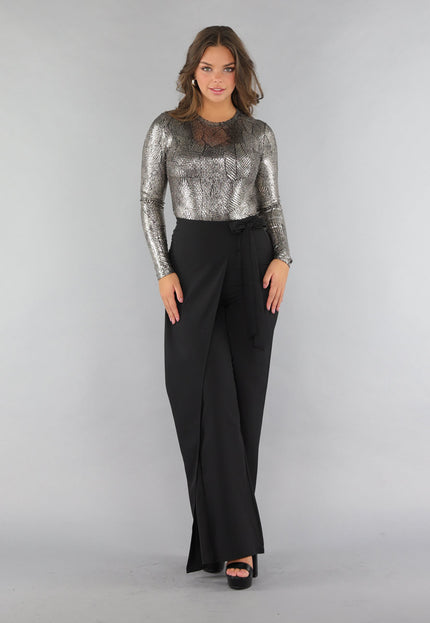 SALE30 Bodysuit met Hoge Hals en Gouden Print