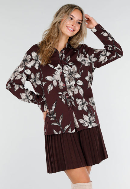 SALE30 Bordeaux Bloemen Blouse